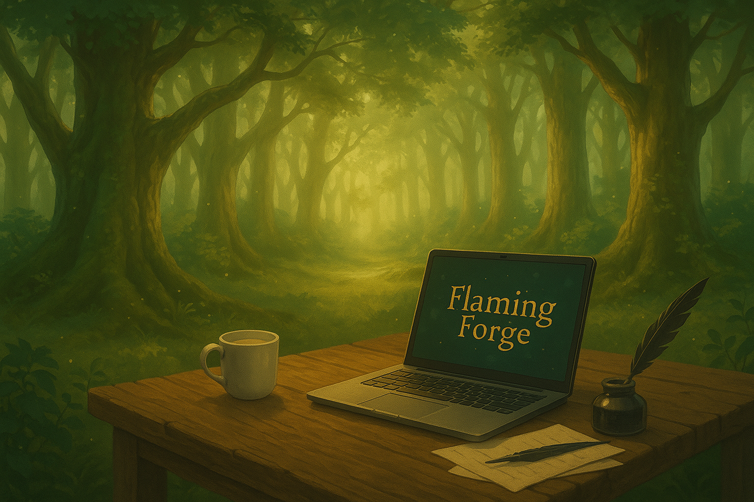 Flaming Forge Desktop Banner